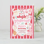 Winter Wonderland Christmas Coquette Bow Birthday Kaart (Staand voorkant)