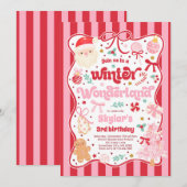 Winter Wonderland Christmas Coquette Bow Birthday Kaart (Voorkant / Achterkant)