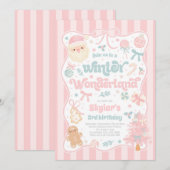 Winter Wonderland Christmas Coquette Bow Birthday Kaart (Voorkant / Achterkant)