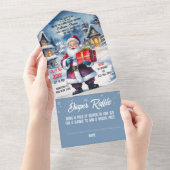 Winter Wonderland Christmas Santa Baby shower All In One Uitnodiging (Afscheurbaar)