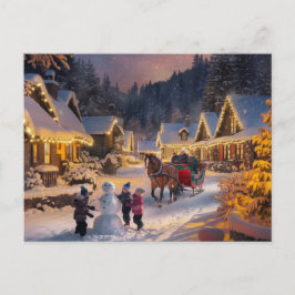Winter Wonderland Christmas Snowy Village Briefkaart