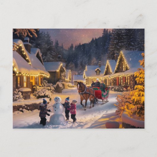 Winter Wonderland Christmas Snowy Village Briefkaart (Voorkant)