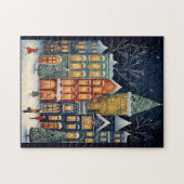 Winter Wonderland Cityscape Schattige Kerstmis Legpuzzel (Horizontaal)
