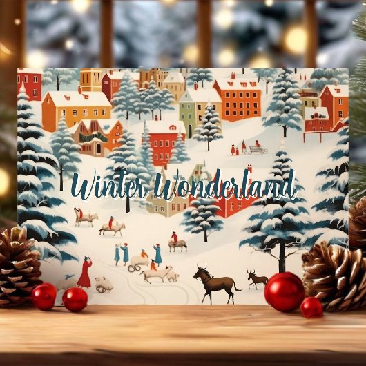 Winter Wonderland Classic vakantiescene Feestdagen Kaart