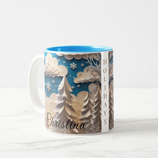 Winter Wonderland Coffee Mug Tweekleurige Koffiemok (Voorkant links)