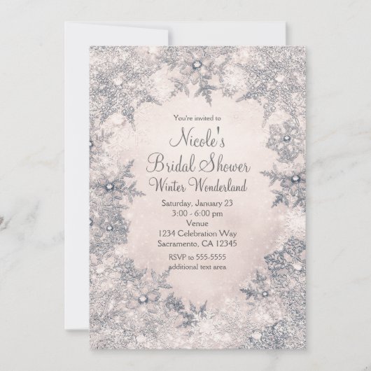 Winter Wonderland Cream White Elegante Sneeuwvlokk Kaart (Voorkant)