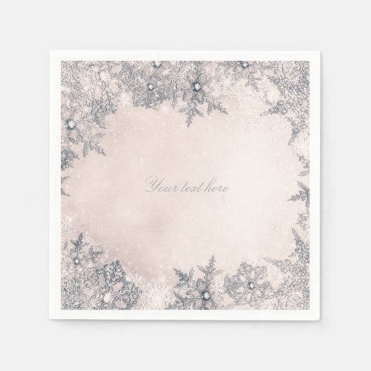 Winter Wonderland Cream White Elegante Sneeuwvlokk Servetten (Voorkant)