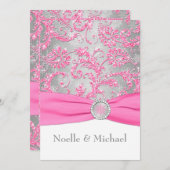 Winter Wonderland Crystal Buckle Wedding - Roze Kaart (Voorkant / Achterkant)