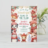 Winter Wonderland Cute Winter Dier 10e Verjaardag Kaart (Staand voorkant)