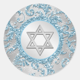 Winter Wonderland Damask Bat Mitzvah Sticker 10