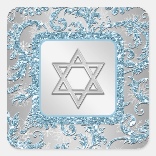 Winter Wonderland Damask Bat Mitzvah Sticker 11 (Voorkant)