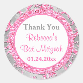 Winter Wonderland Damask Bat Mitzvah Sticker 3