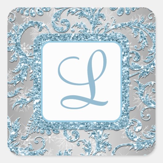Winter Wonderland Damask Bat Mitzvah Sticker 5 (Voorkant)