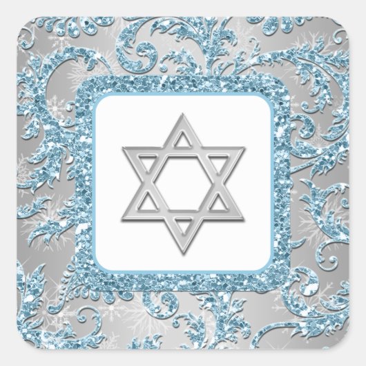 Winter Wonderland Damask Bat Mitzvah Sticker 6 (Voorkant)