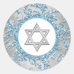 Winter Wonderland Damask Bat Mitzvah Sticker 9