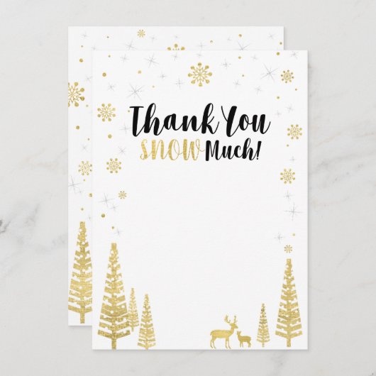 Winter wonderland dank u kaart - Zwart & Goud (Voorkant / Achterkant)