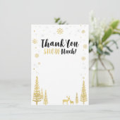 Winter wonderland dank u kaart - Zwart & Goud (Staand voorkant)