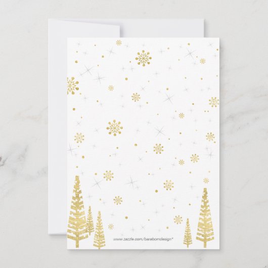 Winter wonderland dank u kaart - Zwart & Goud (Achterkant)