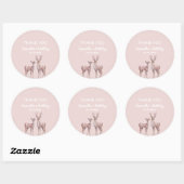 Winter Wonderland Dank u | Roze en herten Ronde Sticker (Vel)