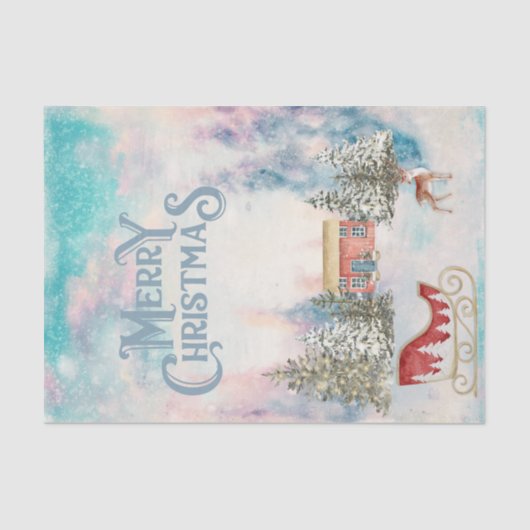 Winter Wonderland Decoupage Paper: Santa’s Sleigh Tissuepapier (Voorkant)