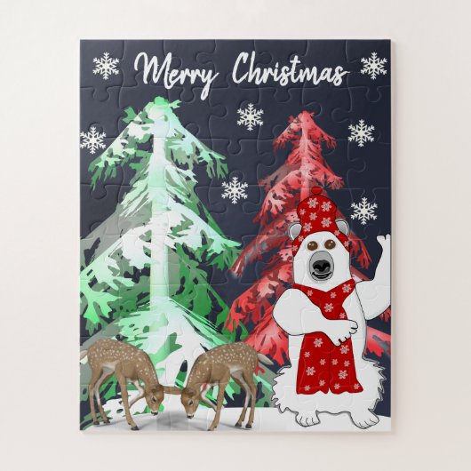 Winter Wonderland Deer, Tree, & Bear Christmas  Legpuzzel (Verticaal)
