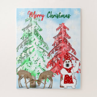 Winter Wonderland Deer, Tree, & Bear Christmas Legpuzzel