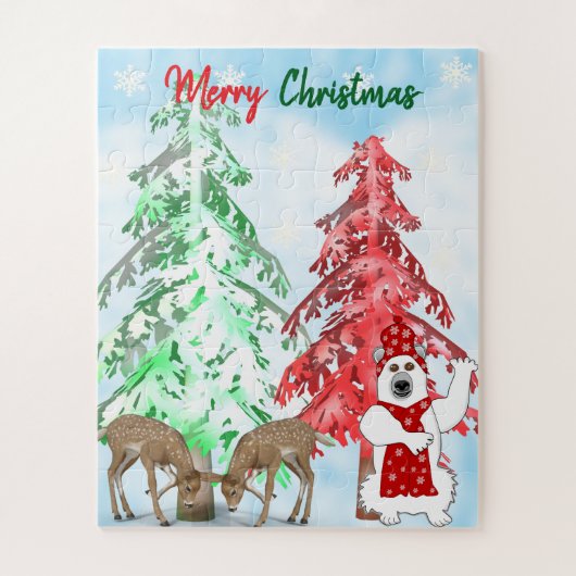 Winter Wonderland Deer, Tree, & Bear Christmas  Legpuzzel (Verticaal)