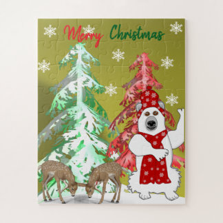 Winter Wonderland Deer, Tree, & Bear Christmas Legpuzzel