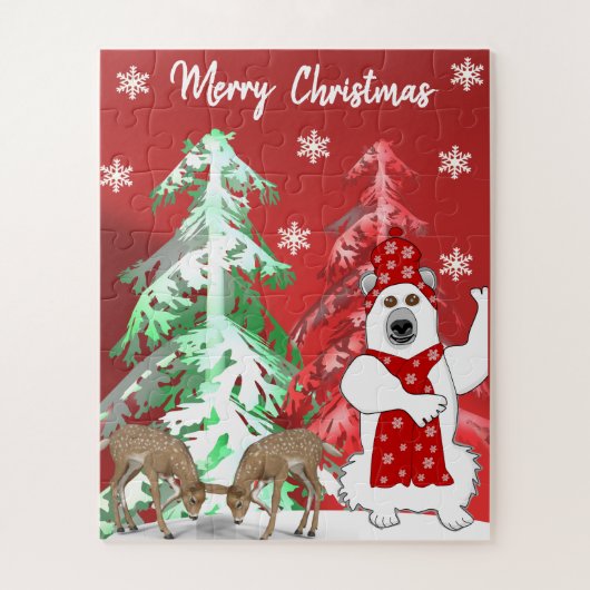 Winter Wonderland Deer, Tree, & Bear Christmas  Legpuzzel (Verticaal)