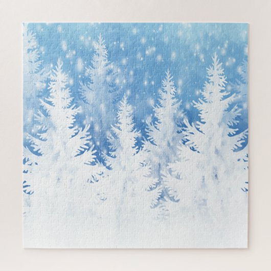 Winter Wonderland,Dennenbomen,Bos Legpuzzel (Verticaal)