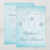 Winter Wonderland Diamond Snowflakes Bat Mitzvah Kaart (Voorkant / Achterkant)