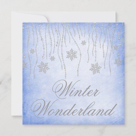 Winter Wonderland Diamond Snowflakes Prom Blue Kaart (Voorkant)