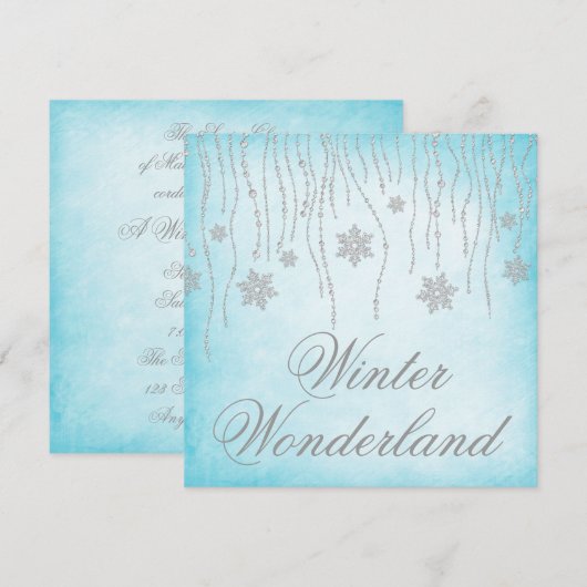 Winter Wonderland Diamond Snowflakes Prom Kaart (Voorkant / Achterkant)