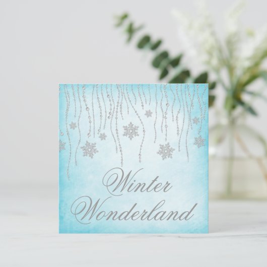 Winter Wonderland Diamond Snowflakes Prom Kaart (Staand voorkant)