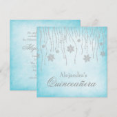 Winter Wonderland Diamond Snowflakes Quinceanera Kaart (Voorkant / Achterkant)