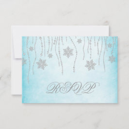 Winter Wonderland Diamond Snowflakes RSVP-kaart RSVP Kaartje