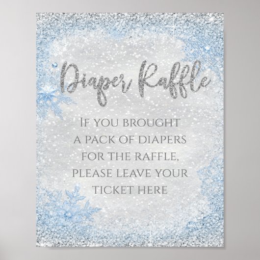 Winter Wonderland Diaper Raffle Table Sign Poster (Voorkant)
