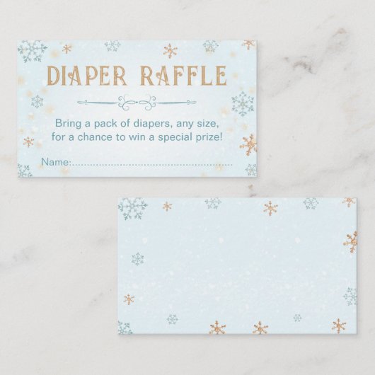 Winter Wonderland Diaper Raffle Ticket Baby shower Informatiekaartje (Voorkant / Achterkant)