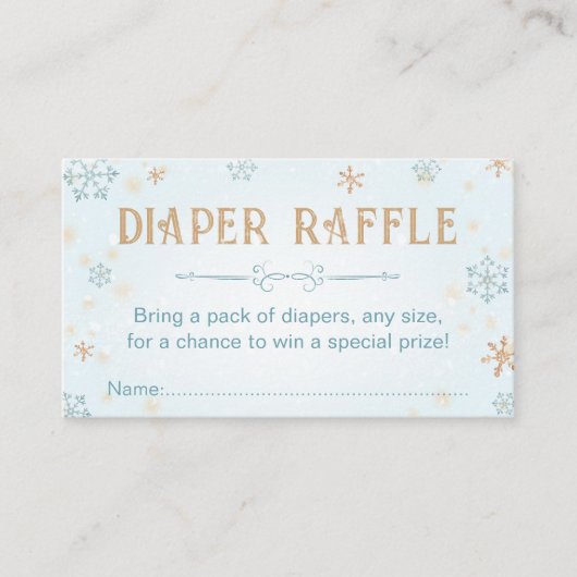 Winter Wonderland Diaper Raffle Ticket Baby shower Informatiekaartje (Voorkant)
