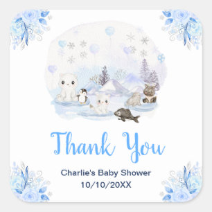 Winter Wonderland Dieren Baby Shower Bedankt Vierkante Sticker