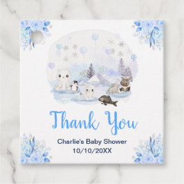 Winter Wonderland Dieren Baby shower Dank u Bedankjes Labels