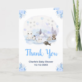 Winter Wonderland Dieren Baby shower Dank u Bedankkaart