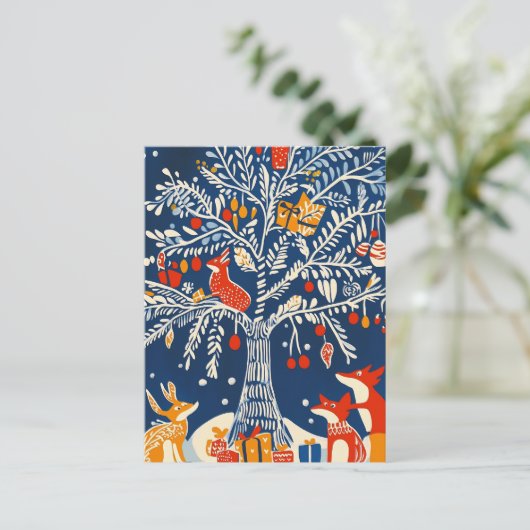 Winter Wonderland, dierkaart, volksfeestkunst Feestdagenkaart (Staand voorkant)