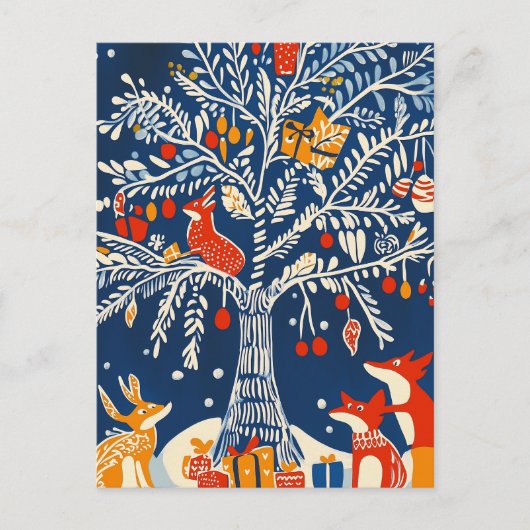 Winter Wonderland, dierkaart, volksfeestkunst Feestdagenkaart (Voorkant)