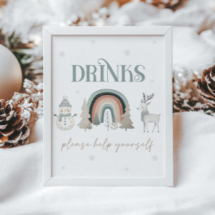Winter Wonderland Drinken Tafelbord Poster