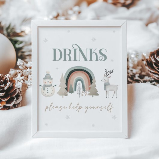 Winter Wonderland Drinken Tafelbord Poster