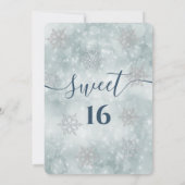 Winter wonderland dusty blue bokeh lief 16 invita kaart (Achterkant)