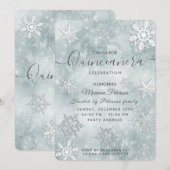 Winter wonderland dusty blue bokeh Quinceañera Kaart (Voorkant / Achterkant)