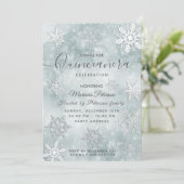 Winter wonderland dusty blue bokeh Quinceañera Kaart (Staand voorkant)