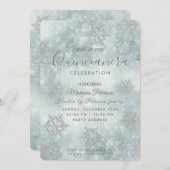 Winter wonderland dusty blue bokeh Quinceañera Kaart (Voorkant / Achterkant)